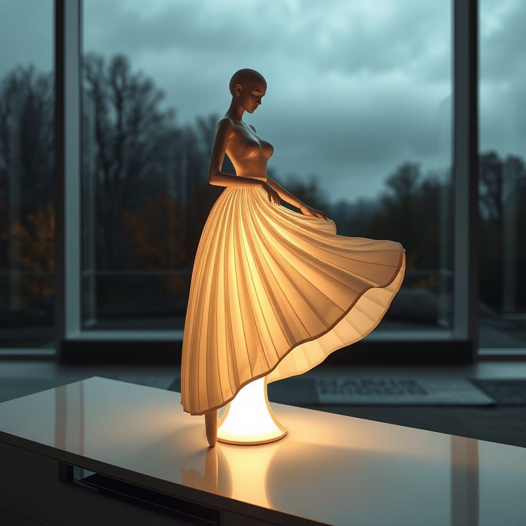 Ethereal Sculpture Lamp in Futuristic Interior