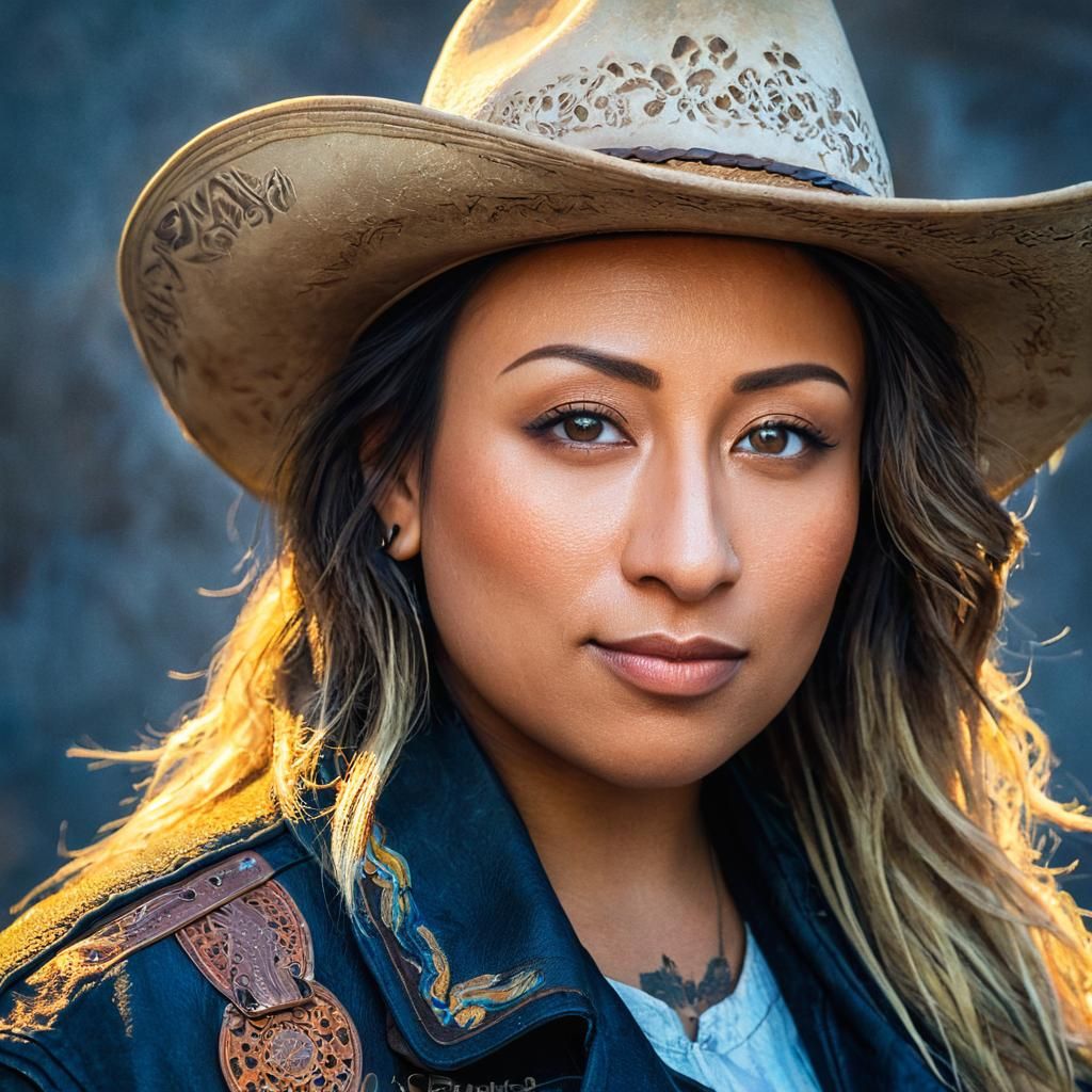 Cowgirl Portrait in Art Nouveau Style