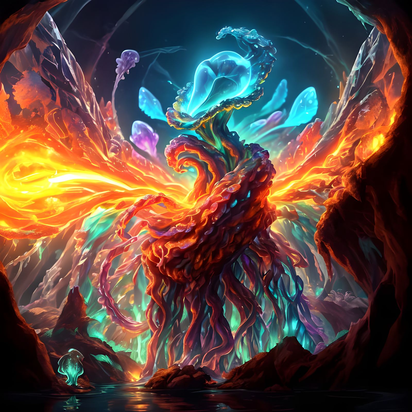 Bioluminescent Crystal Octopus Tentacles Deep Sea