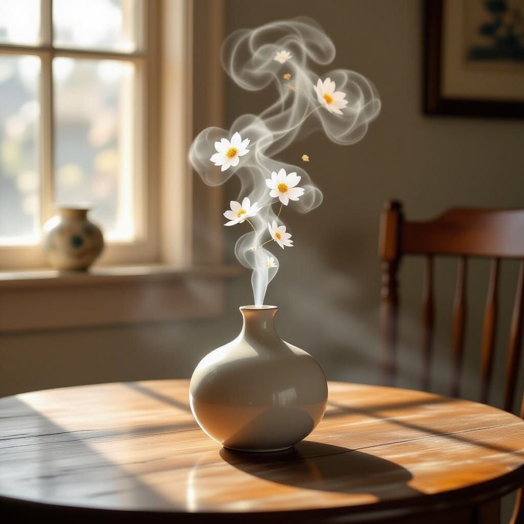 Ethereal Mist Forms Flowers from Ceramic Diffuser