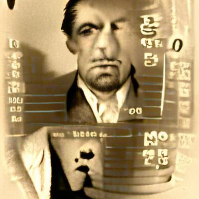 Mobster Mugshot in Film Noir Style