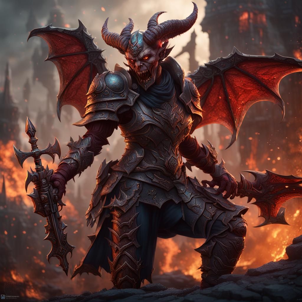 Female Demon Grenadier in Detailed Digital Painting