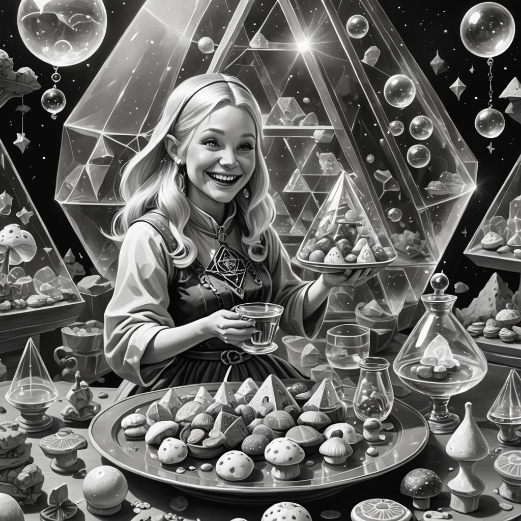 Black and White Fairy in Crystal Pyramid