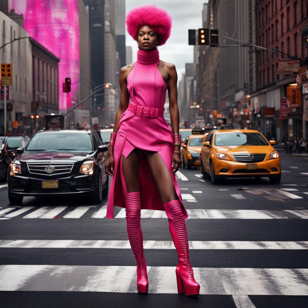 High Fashion Icelandic Woman in New York, Digital Art