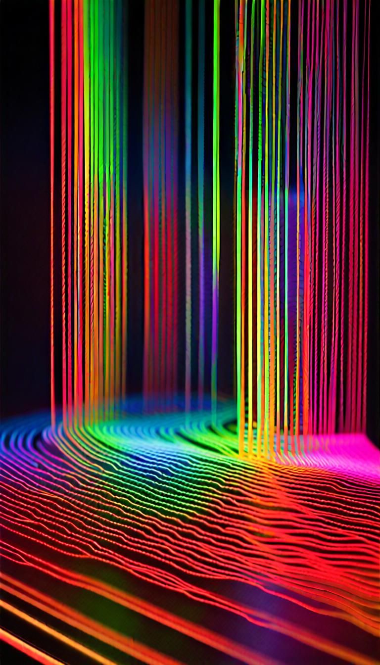Electromagnetic Field Sculpture in Rainbow Neon Colors