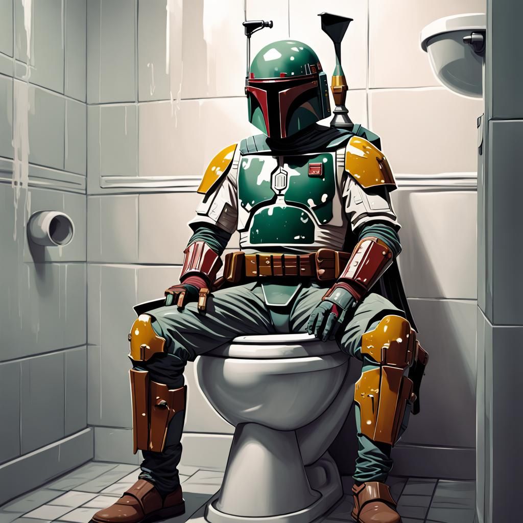 Boba Fett on Toilet: Hyperdetailed Artstation Portrait