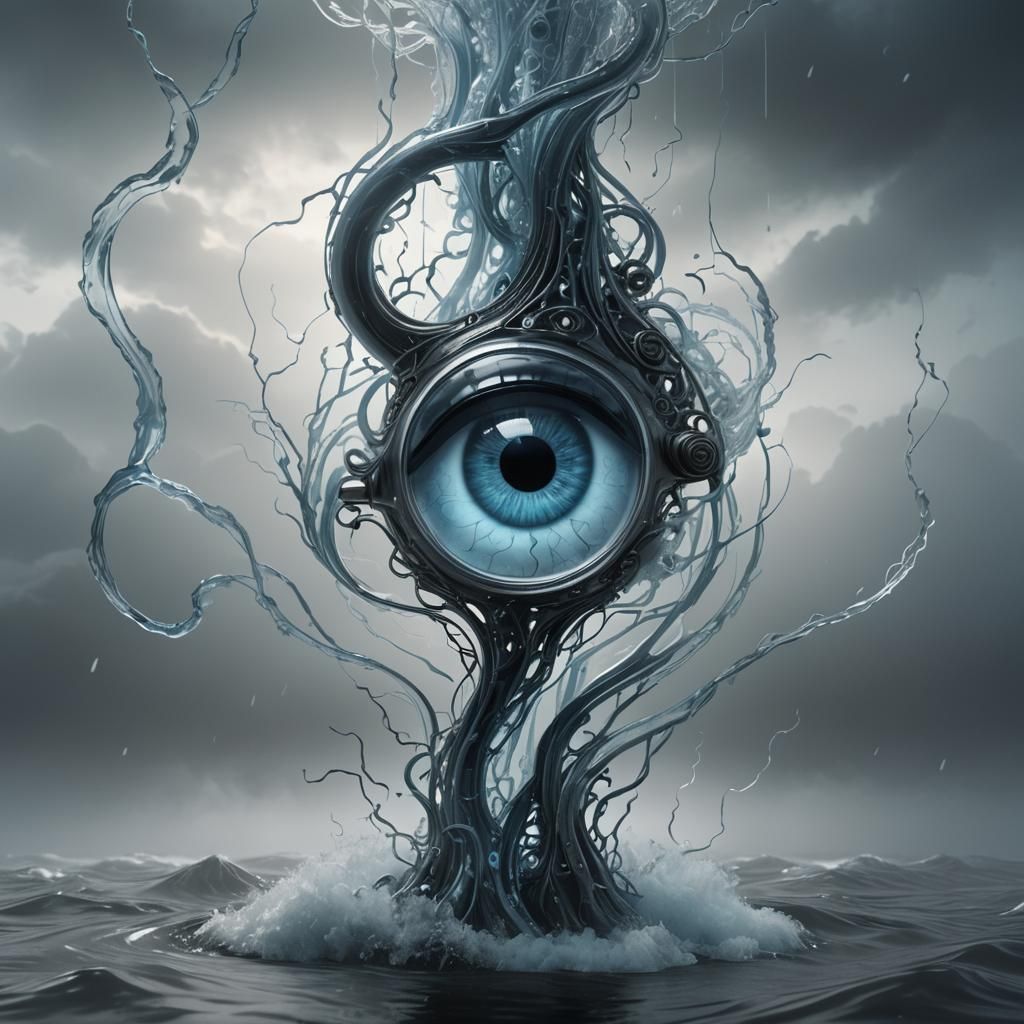 Glass "A" with Eye and Brain in Gothic Futurism