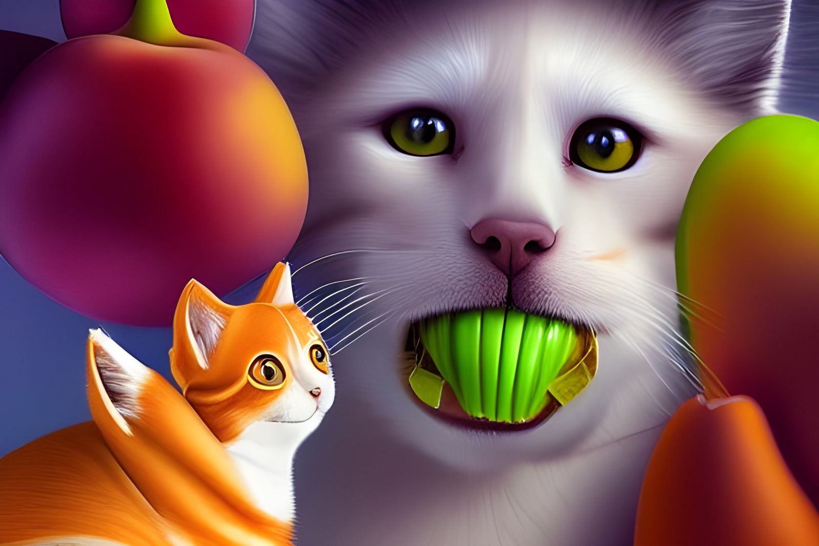 Animals Enjoying Fruit: Digital Art Masterpiece