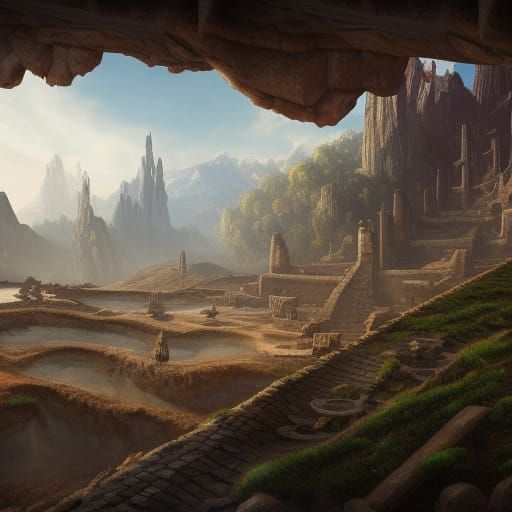 Detailed Archaeological Dig Site Concept Art