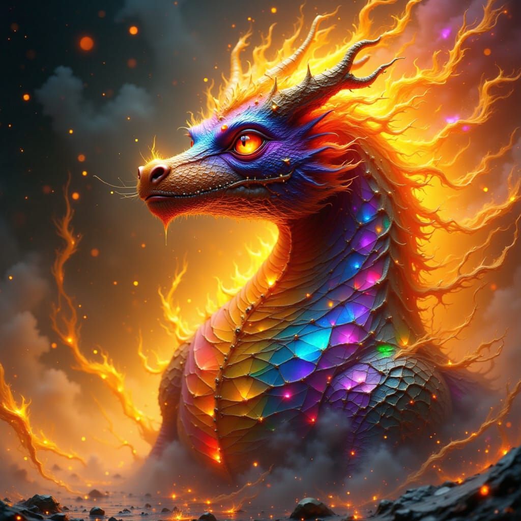 Dragon Elven Prince with Fire Gemstone in Pixar Style