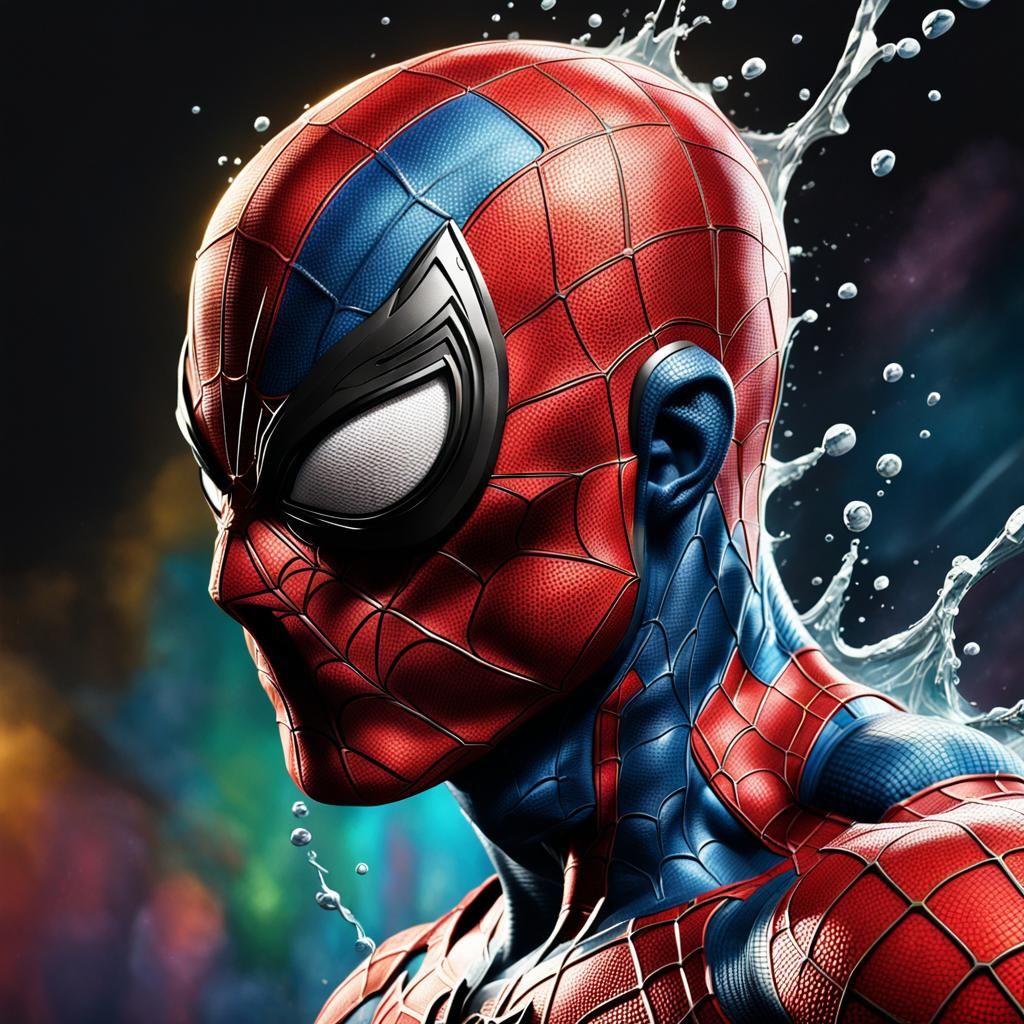Hyperrealistic Spider-Man Splash Art: Detailed Concept