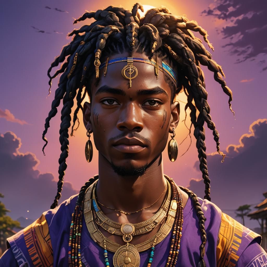 Anime Man in Dashiki: Fantasy Concept Art