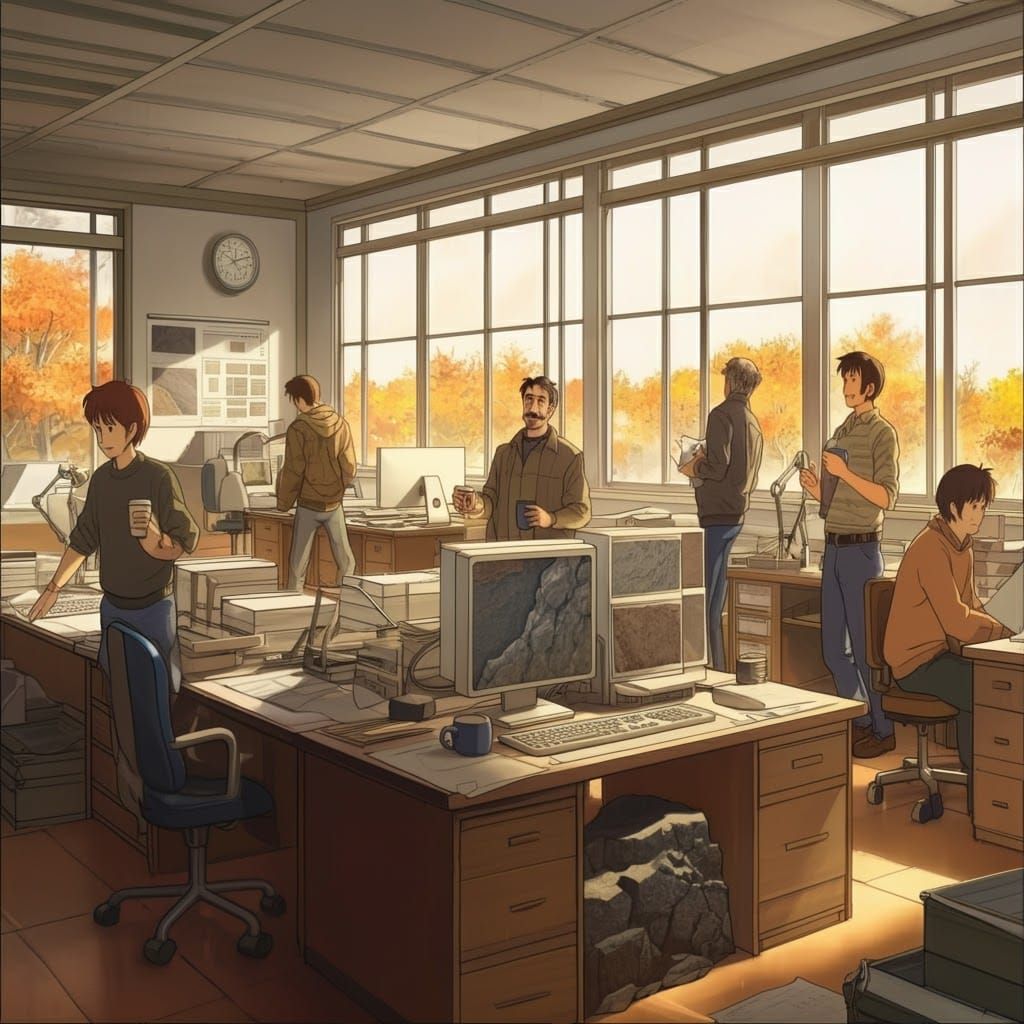 Tranquil Geological Office in Anime Style