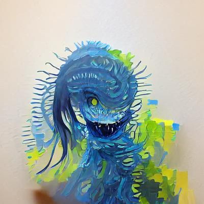 Gouache Painting of a Cortana Monster