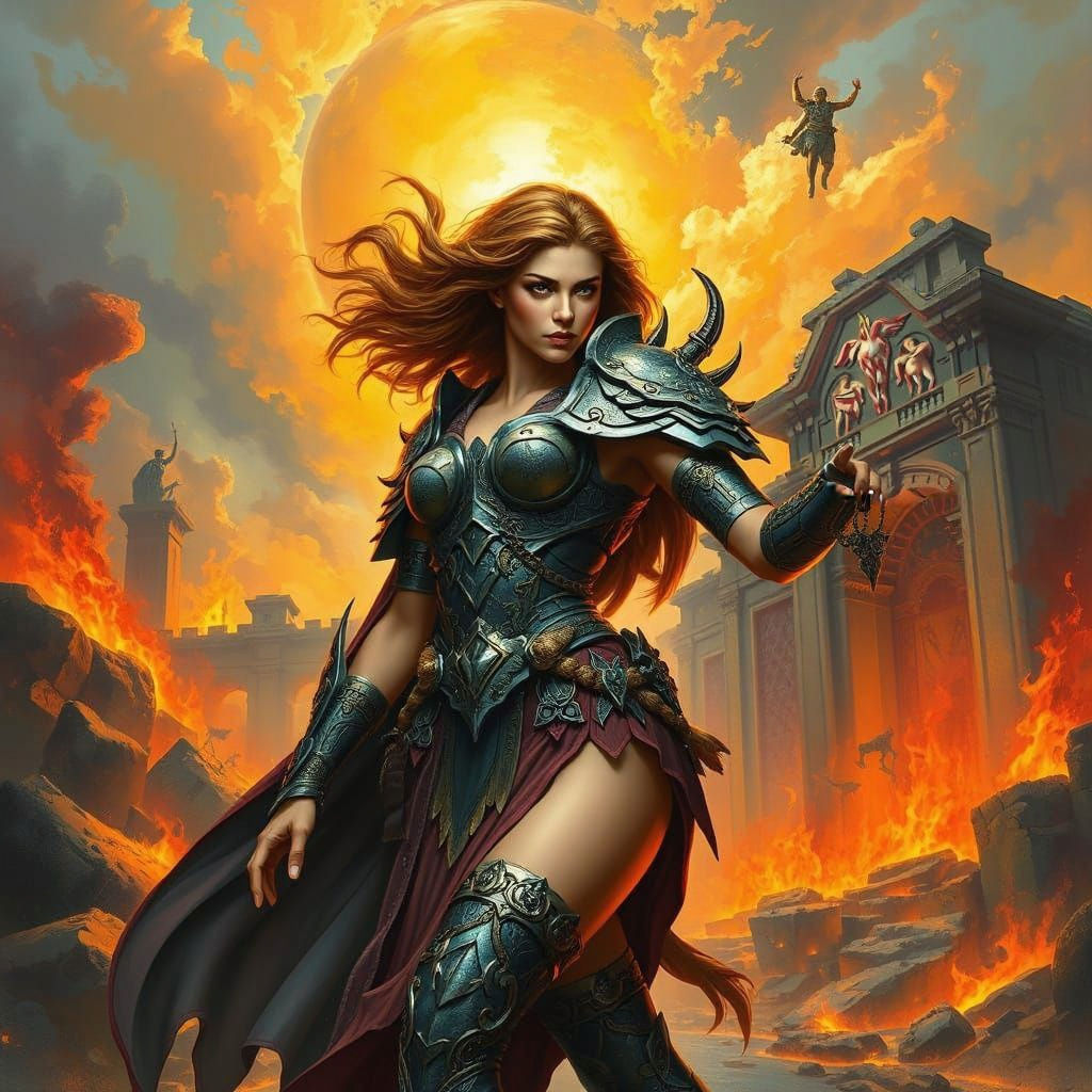 Heroic Woman in Boris Vallejo Style