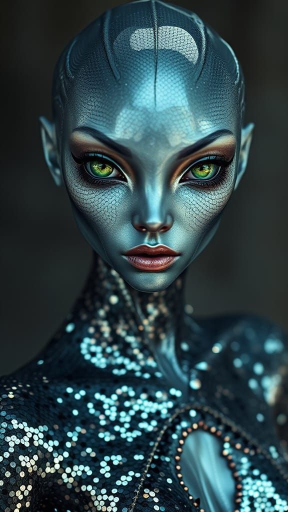 Glamorous Alien Beauty in Shimmering Sequins