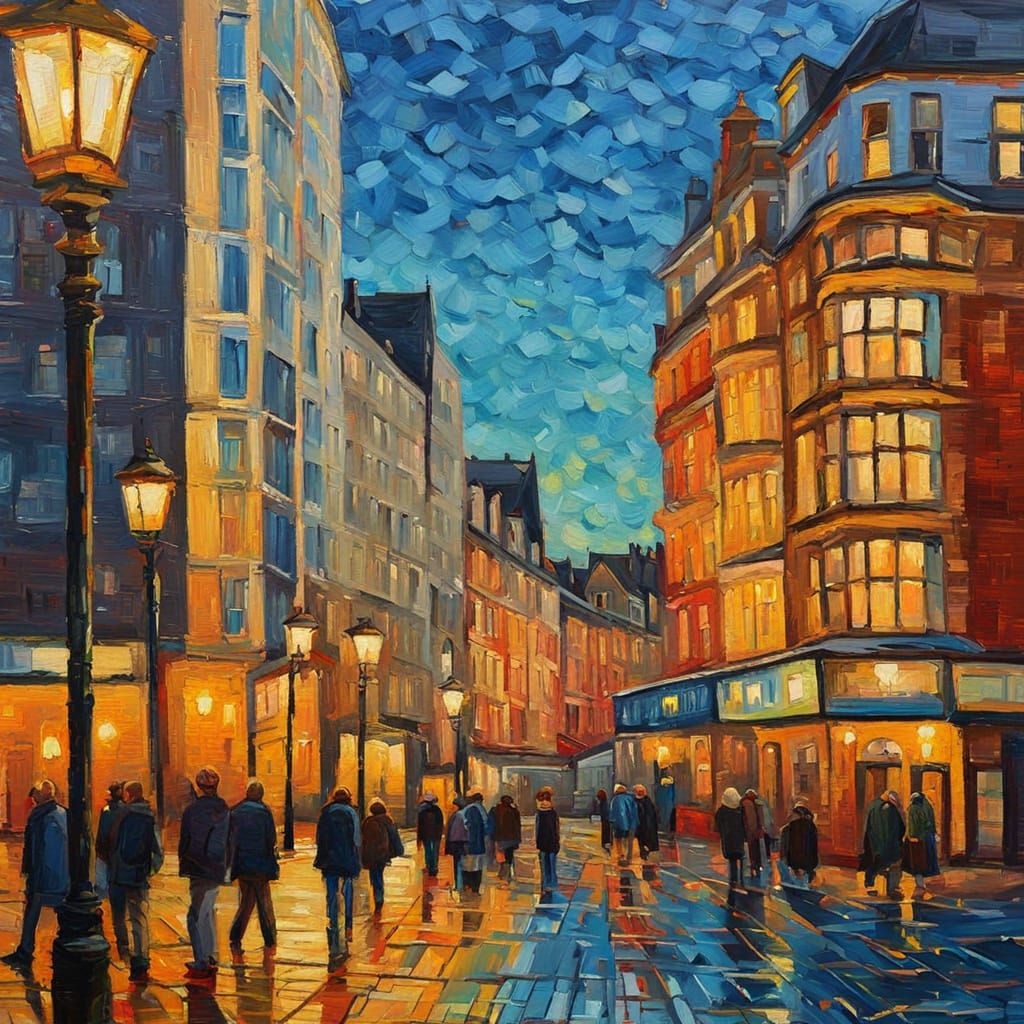 Cardiff Cityscape in Neo-Impressionist Style