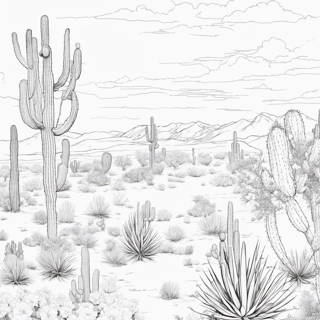 DESERT COLORING BOOK PAGE