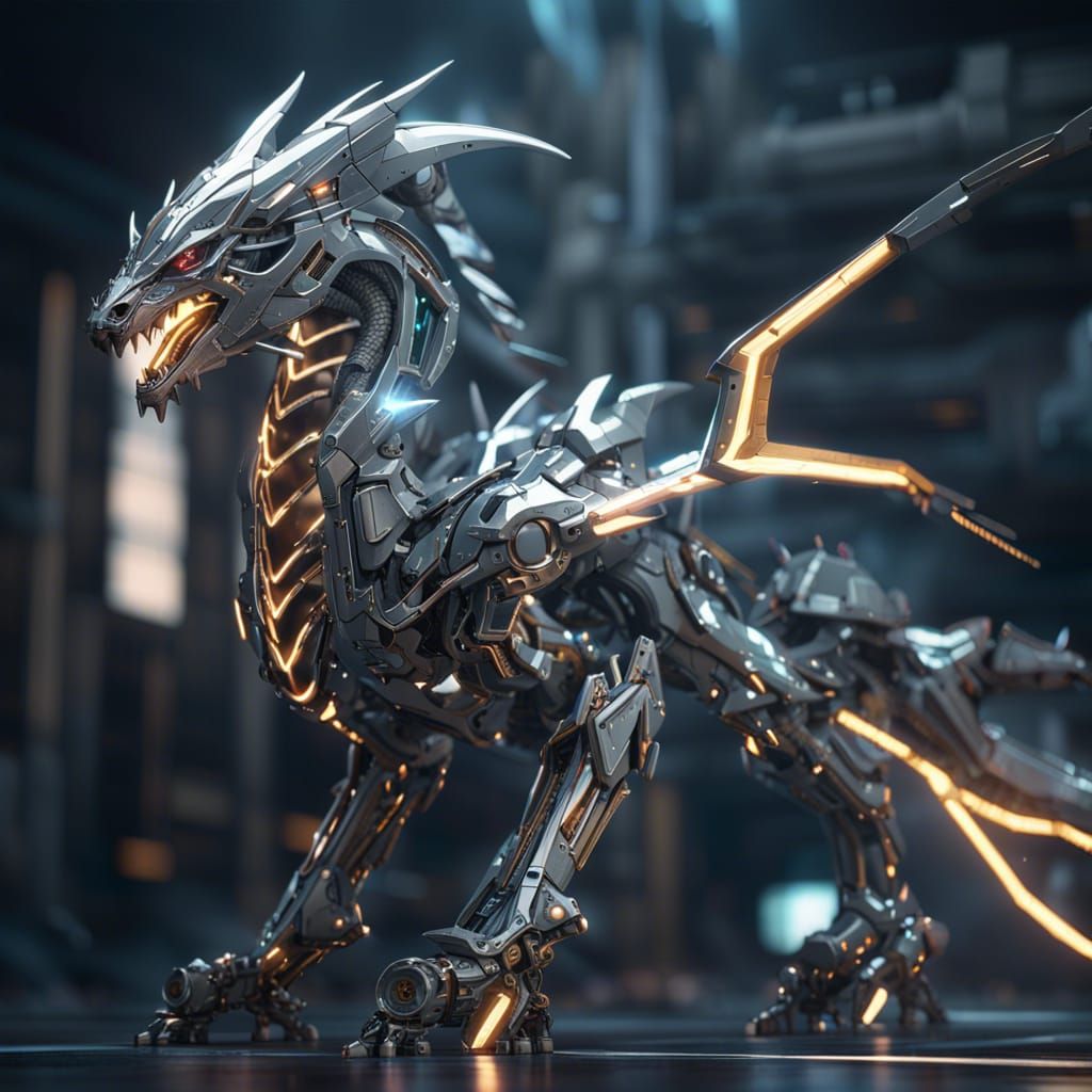 Futuristic Lightning Dragon with Mech Details