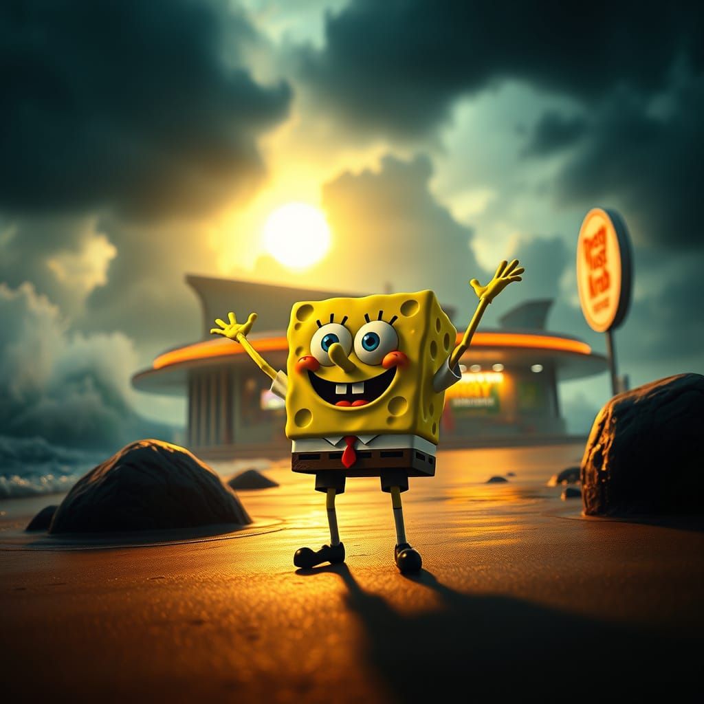 Surreal Bikini Bottom Sunset with Epic Stormy Weather