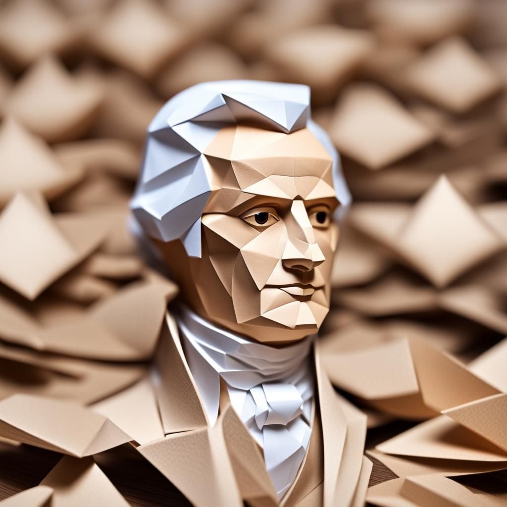 Alexander Hamilton Origami Papercraft Portrait