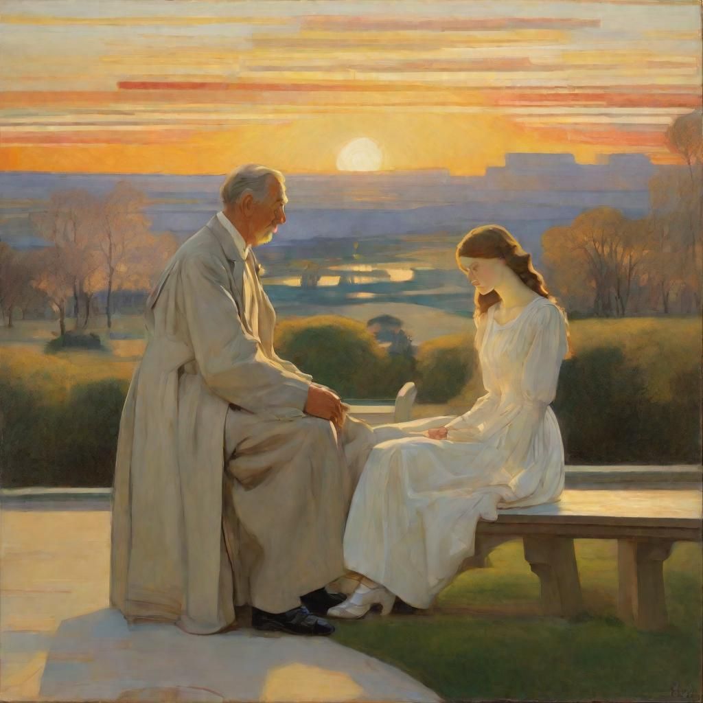 Serene Neoclassical Scene with Golden Age Influences