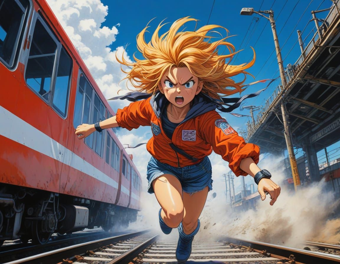 Vibrant Anime Action Scene in Dynamic Style