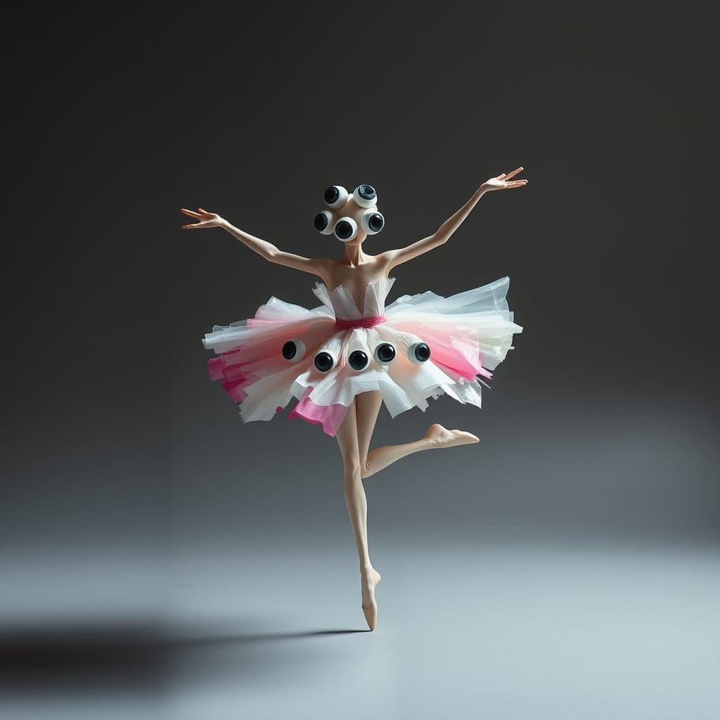 Ripped Up Scraps of Plastic and Paper and a Dancing Ballerina with 12 Eyes