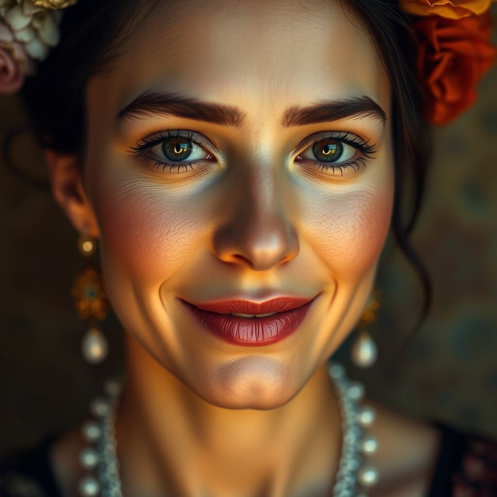 Woman's Face Portrait in Art Nouveau Style