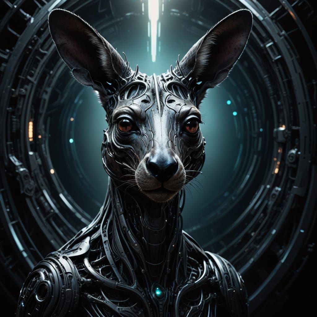 Kangaroo in a Biomechanical Dreamscape
