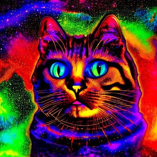 Holographic Cosmic Horror Cat by Pablo Amaringo