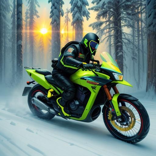 Rick James floating with hundreds of neon yellow Twinkies in Oregon forest snow sunrise