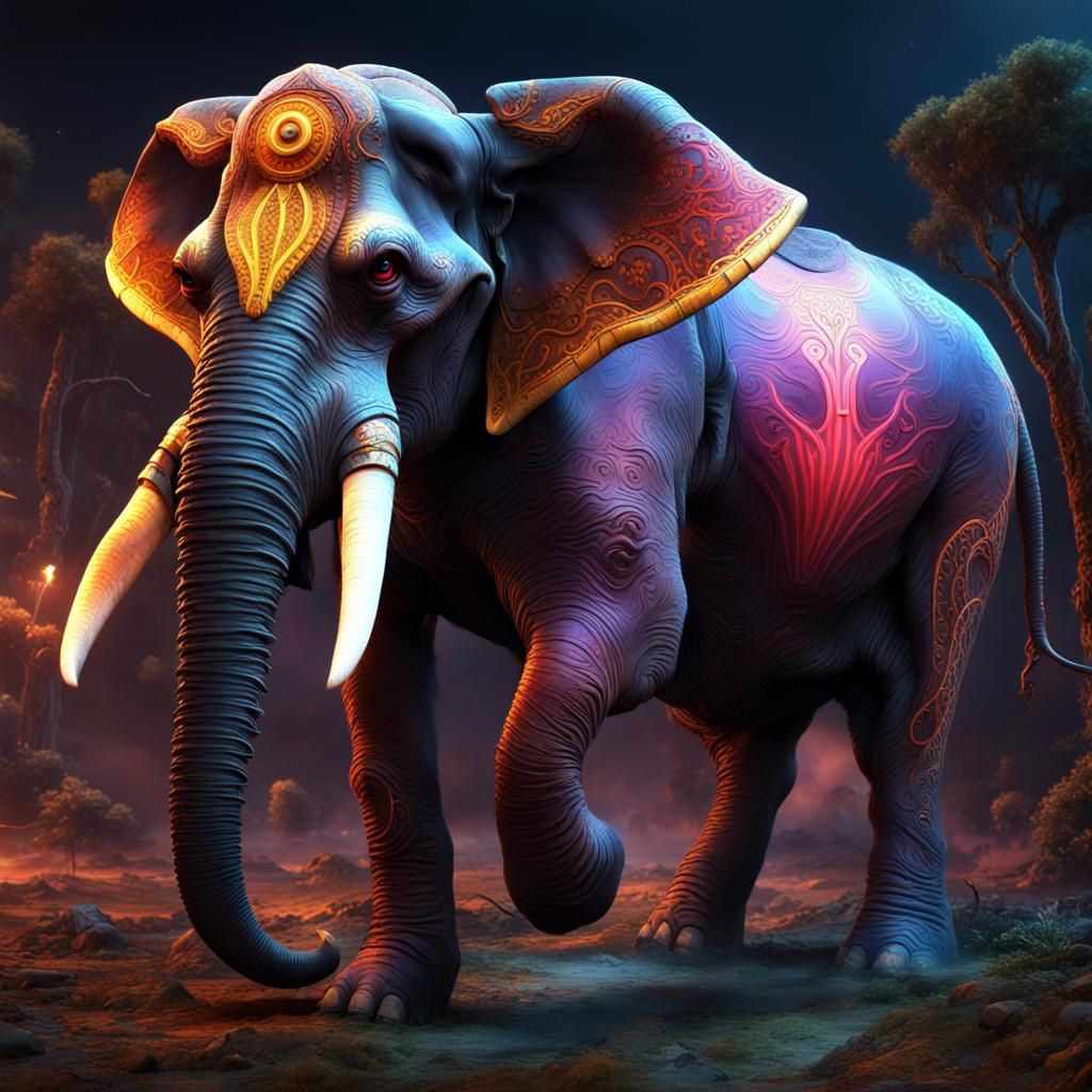 Astral War Elephant in Boris Vallejo Style