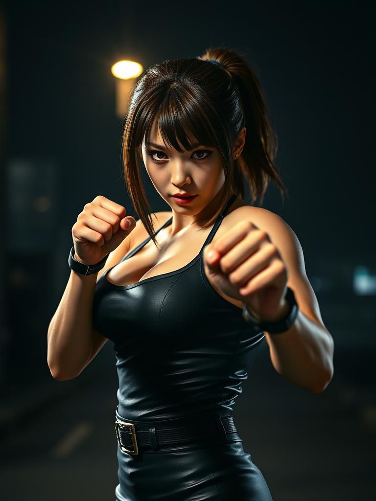 Kasumi's Fierce Pose: Cinematic Studio Photo