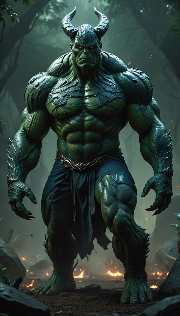 Mystical Serpent-Hulk Hybrid - Eerie Fantasy Creature