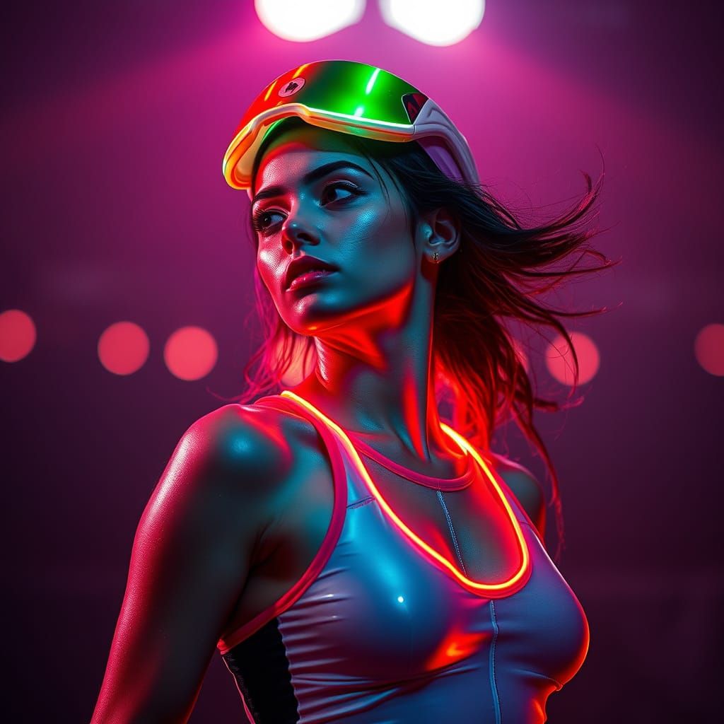 Dynamic Rhythmic Gymnastics Athlete in Digital Art Style