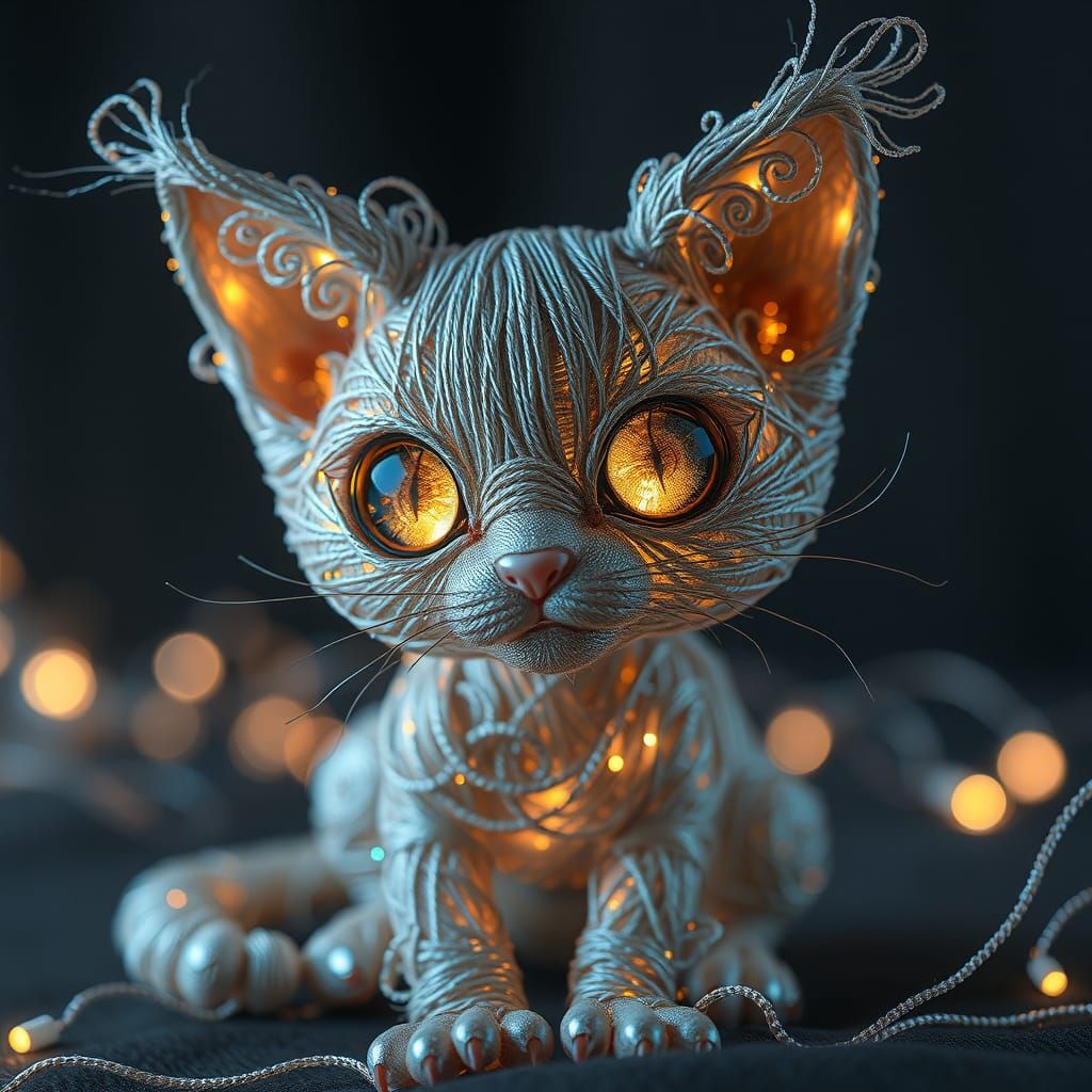 Iridescent Thread Kitten in Mystical Light