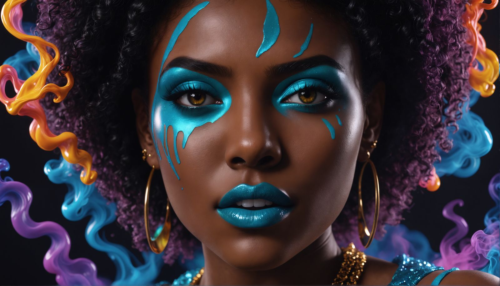 Vibrant Holographic Woman in Infinite Delirium