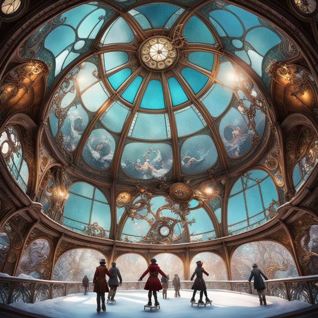 Art Nouveau Steampunk Skating Dome in Winter