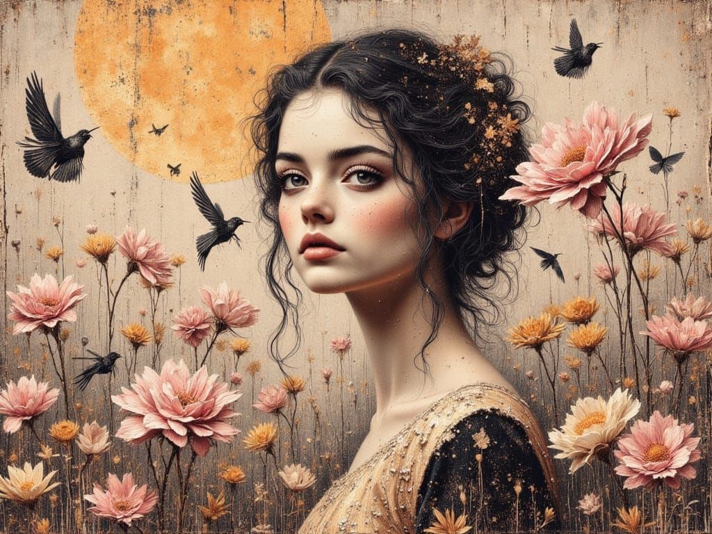 Surreal Divine Oil Painting of a Moonchild Landscape