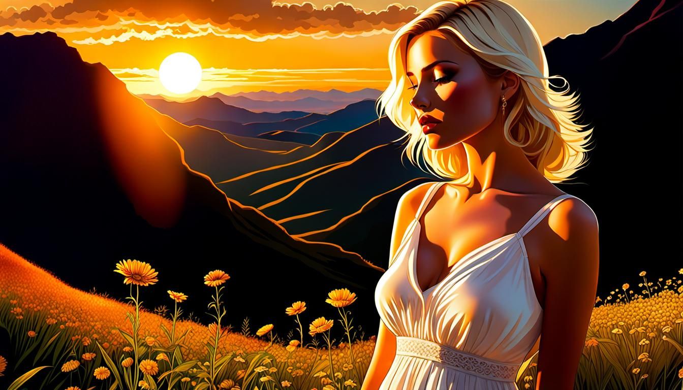 Sunset Alpine Meadow in Hewlett Style