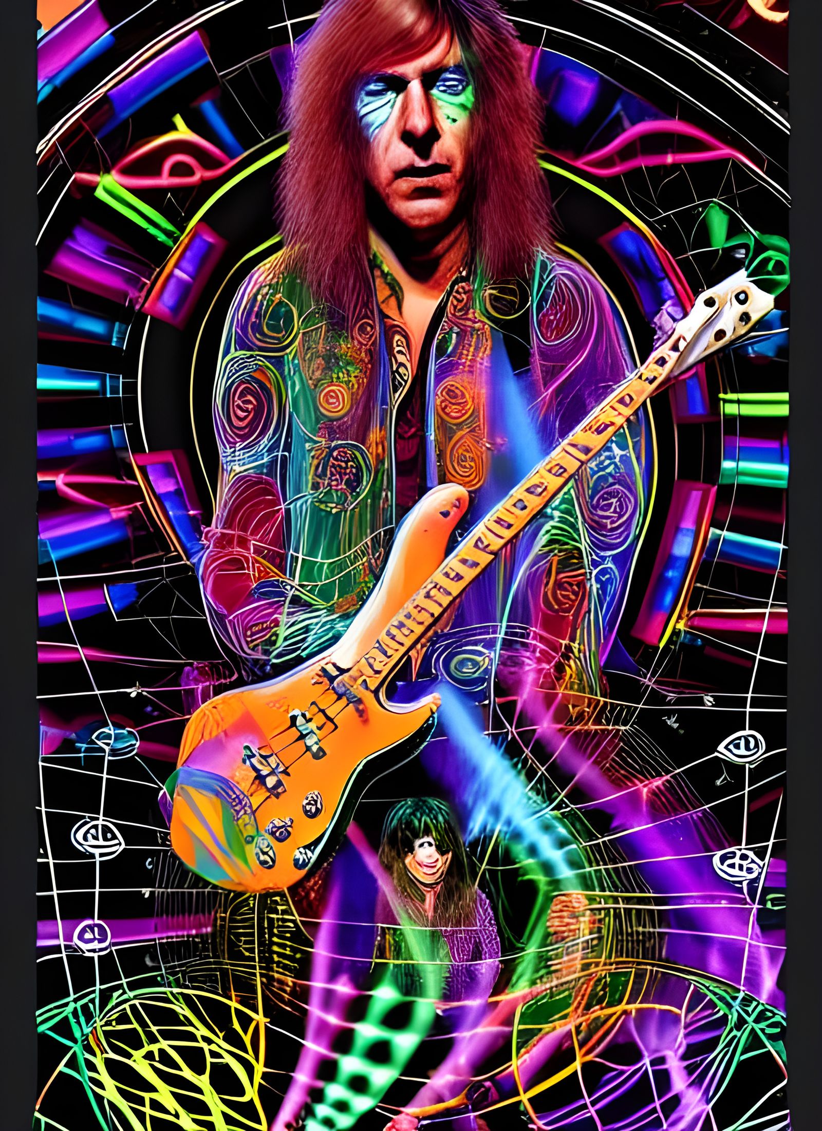 Psychedelic Light Show with 1960s Rock Band