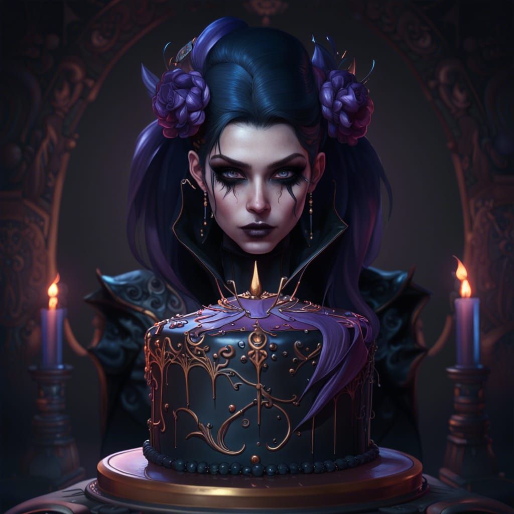 Hyperdetailed Goth Cake Portrait in Unreal Engine 5
