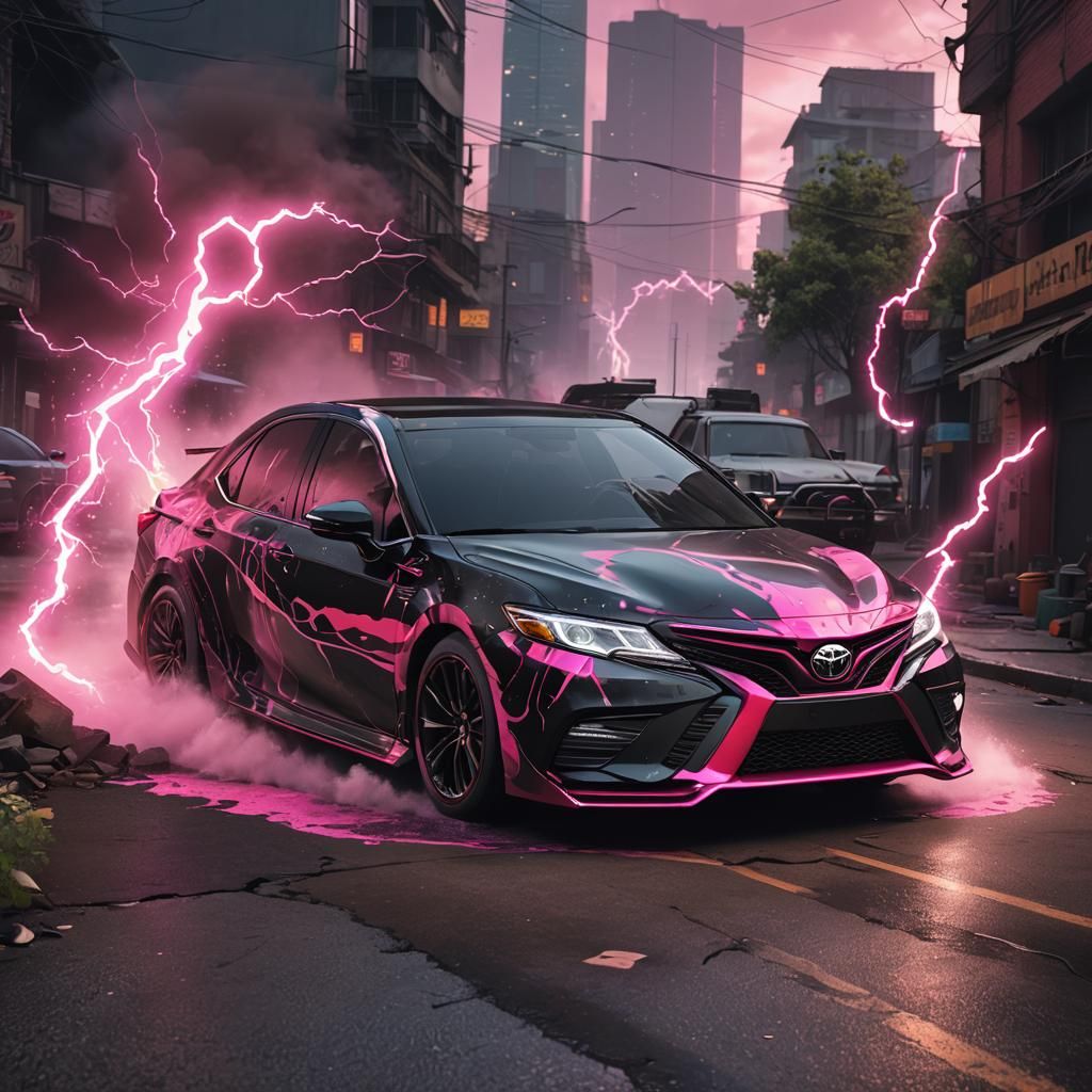 Toyota Camry with Lightning Decal: Matte Painting