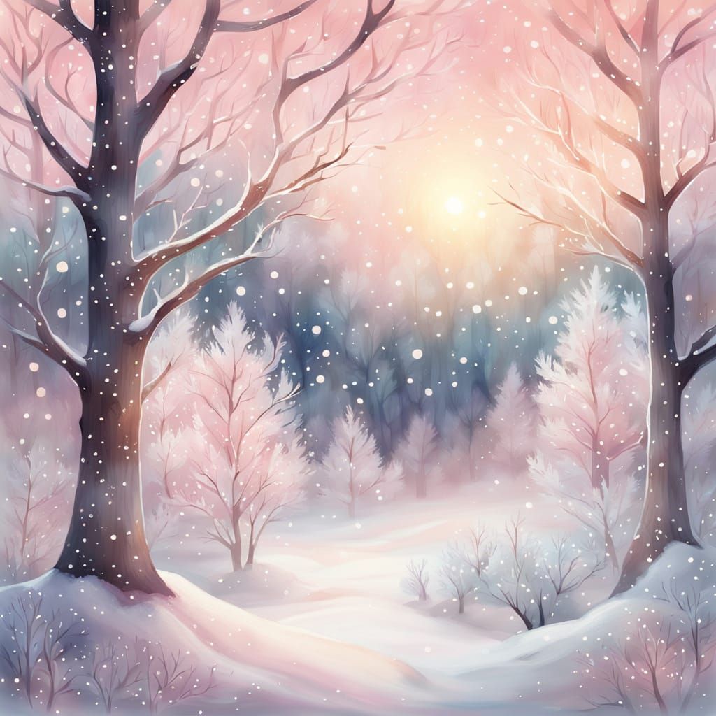 Twilight Forest in Watercolor Style