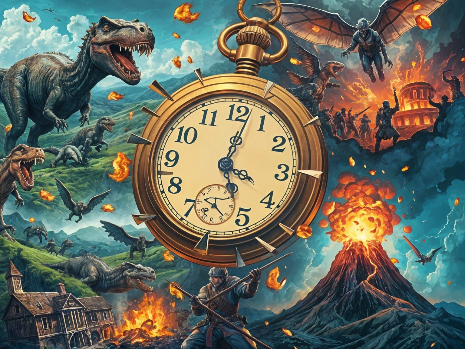 Time's Chaos Unleashed in a Fantastical Landscape