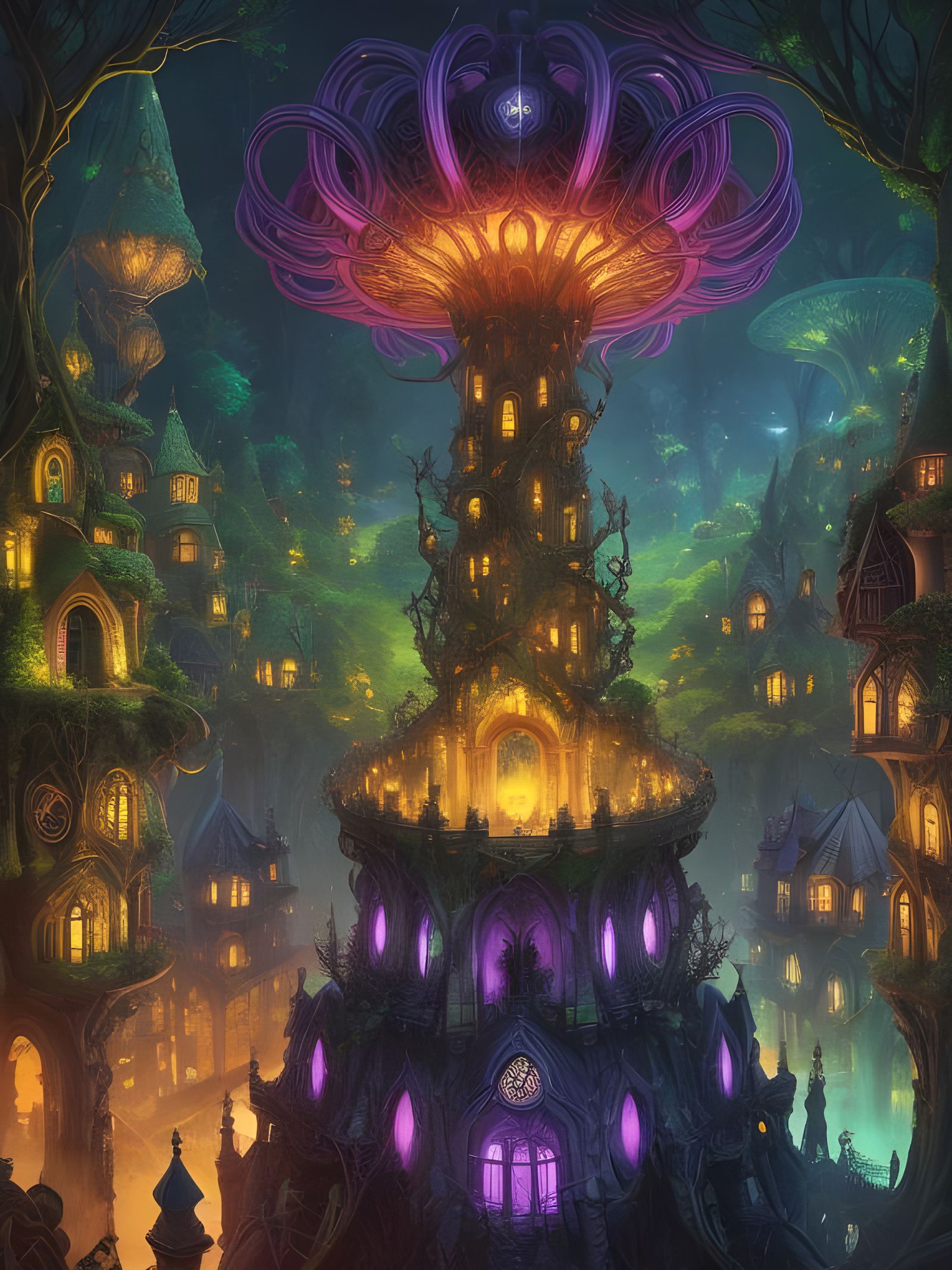 Magical Fairytale Village Optical Illusion in 3D