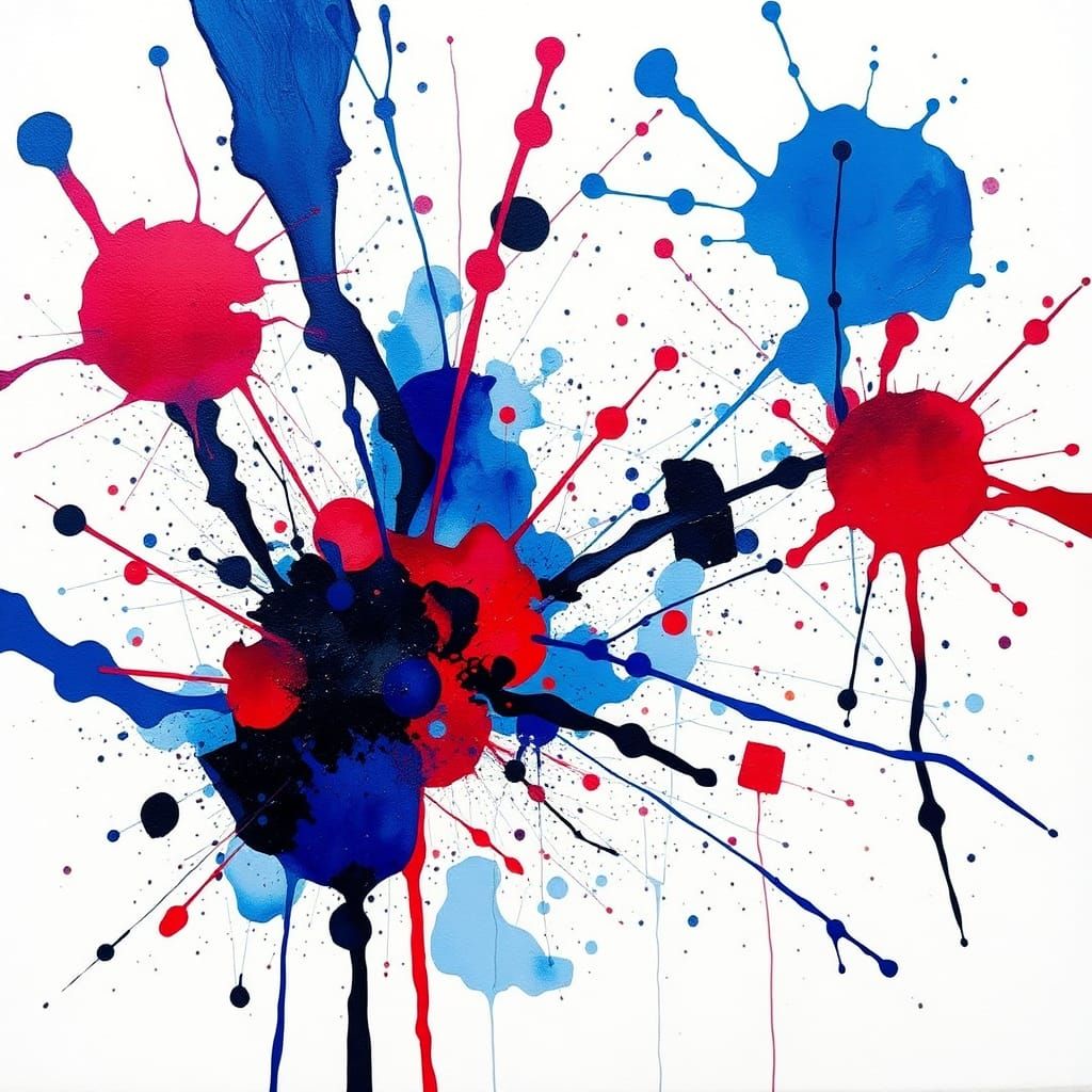Expressive Ink Splatters in Abstract Expressionism Style