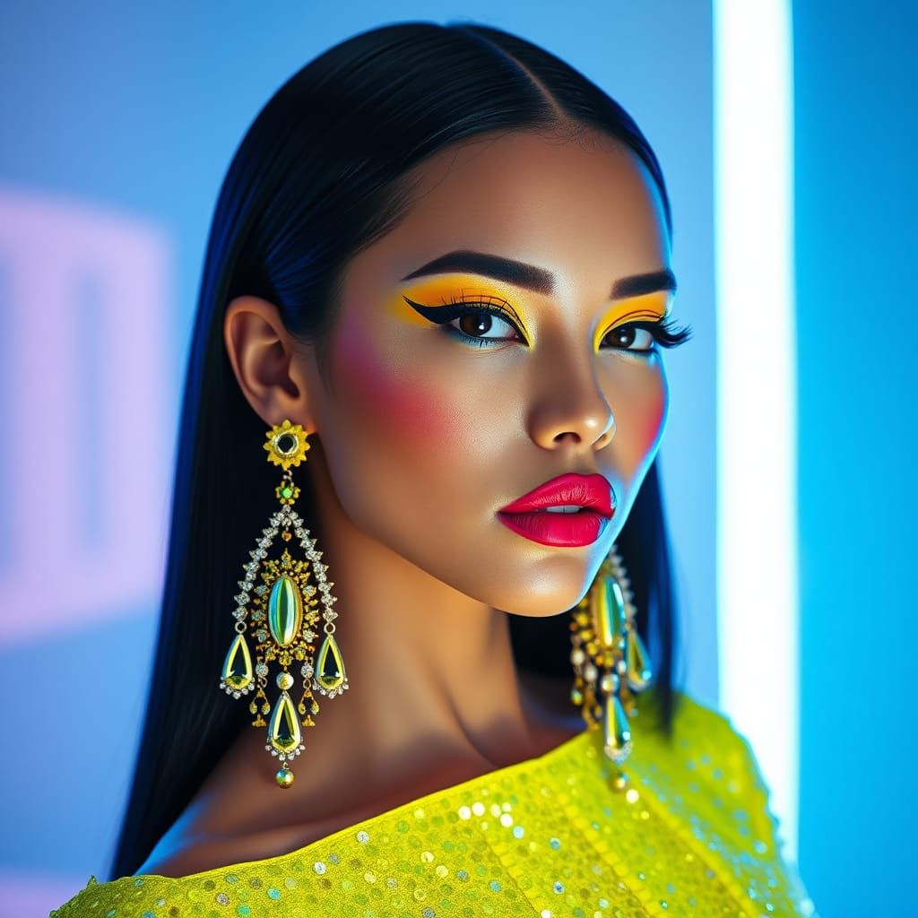 Futuristic Fashion Portrait with Bold Makeup