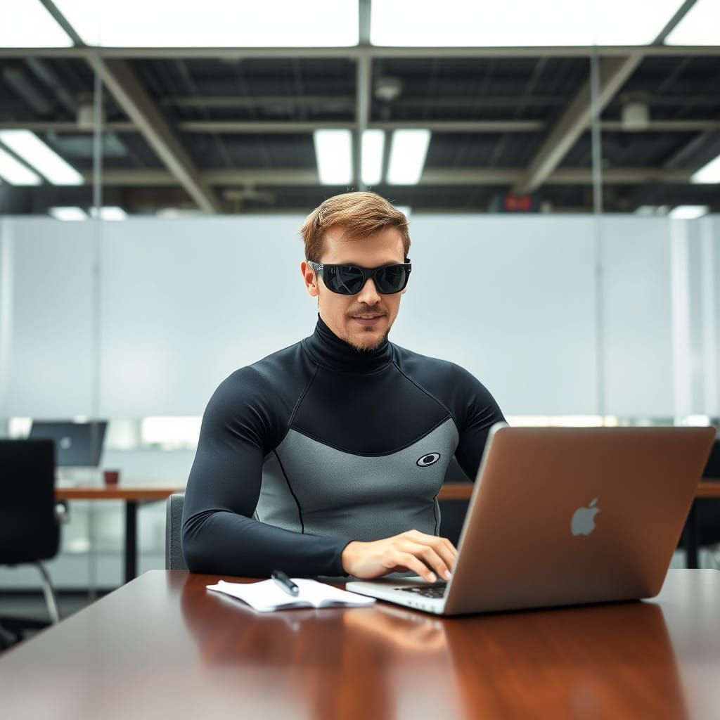 Tech-Savvy Surfer in the Cubicle